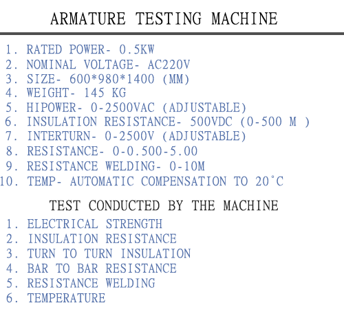 Armeture Testing Machine